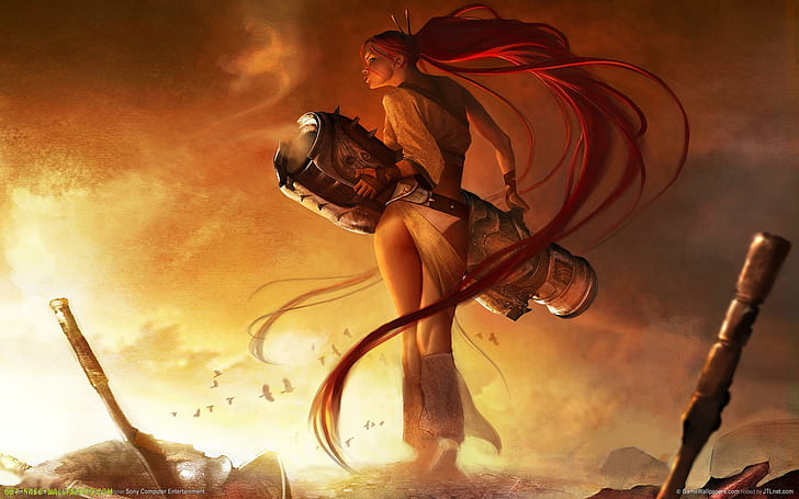 Heavenly Sword Game, персонаж мультфильма аниме женщина, игра, меч, небесный, HD обои