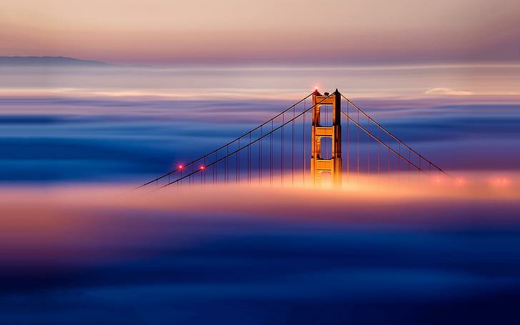 Golden Gate Bridge, Golden Gate Bridge, САЩ, Сан Франциско, Облаци, Град, Архитектура, мост Golden Gate, Сан Франциско, облаци, град, архитектура, HD тапет