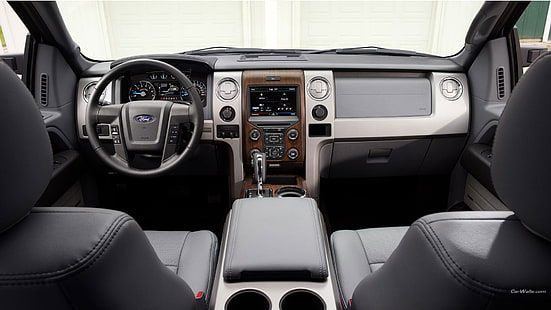 black Ford vehicle interior, Ford f-150, car, car interior, Ford, vehicle, HD wallpaper HD wallpaper