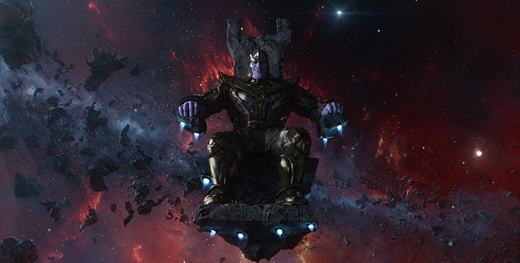 Thanos sitting on chair wallpaper, Thanos, Marvel Comics, movies, Guardians of the Galaxy, HD wallpaper