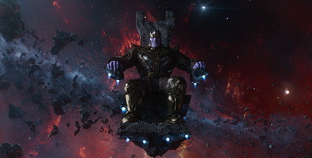 Thanos sitting on chair wallpaper, Thanos, Marvel Comics, movies, Guardians of the Galaxy, HD wallpaper HD wallpaper