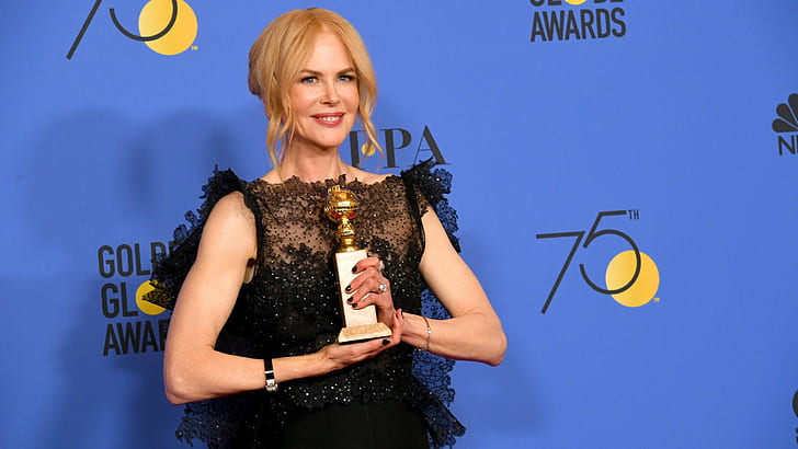 Nicole Kidman, foto, Golden Globes 2018, blondynka, 4k, Tapety HD