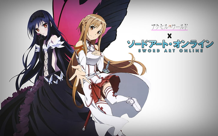 Anime, Crossover, Accel World, Asuna Yuuki, Kuroyukihime (Accel World), Sword Art Online, Tapety HD