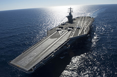 gray aircraft carrier, sea, the carrier, first, type 