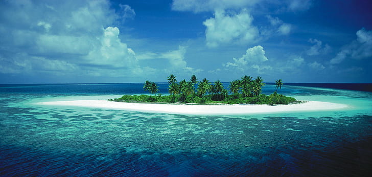 paisaje, tropical, isla, nubes, mar, Fondo de pantalla HD