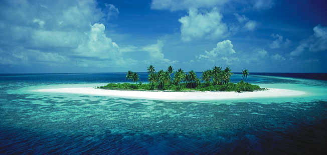 paisagem, tropical, ilha, nuvens, mar, HD papel de parede HD wallpaper