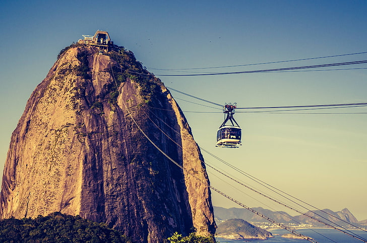 cable, de, car, rio, janeiro, brazil, mountain, sugarloaf, HD wallpaper