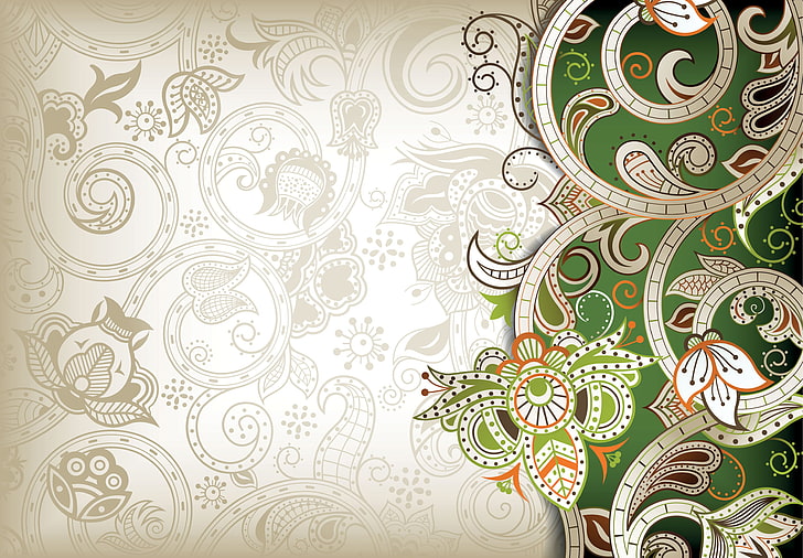 Ilustración abstracta verde y plata, abstracción, patrón, textura, Fondo de pantalla HD