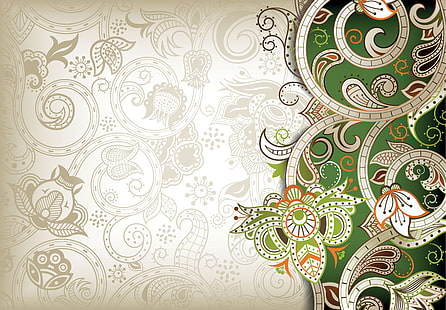 ilustração abstrata verde e prata, abstração, padrão, textura, HD papel de parede HD wallpaper