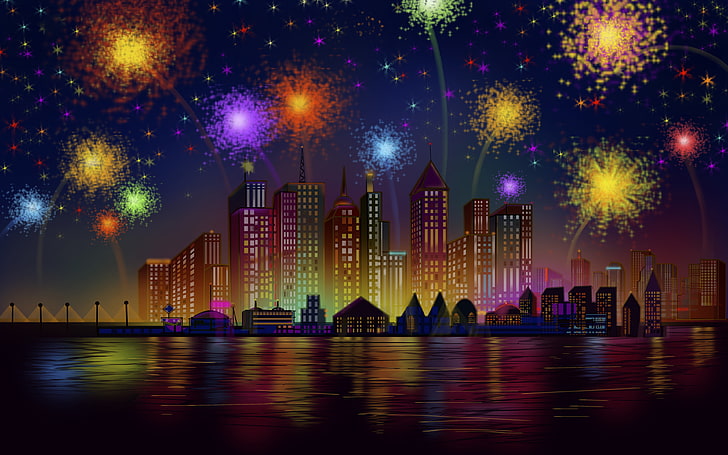 Grattis på födelsedagen Självständighetsdagen firande i New York City Night Fireworks Us Hd Wallpaper 3840 × 2400, HD tapet