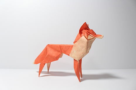papel, raposa, origami, HD papel de parede HD wallpaper
