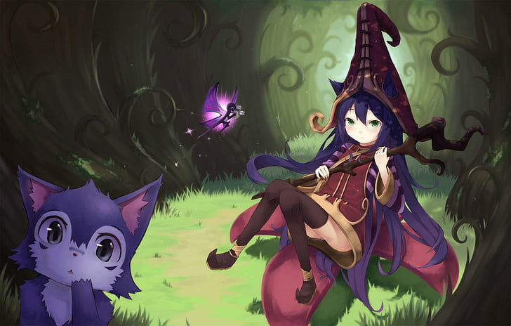 Lulu, forest, girl, magic, lulu, league of legends, game, games, HD wallpaper