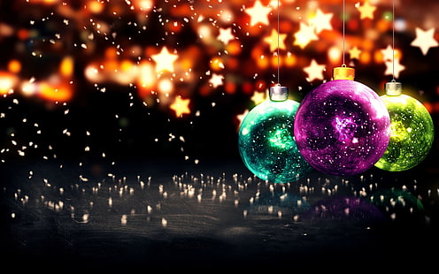 Happy New Year Balls, chritsmas baubles wallpaper, Happy, New Year, Merry, Christmas, balls, HD wallpaper HD wallpaper