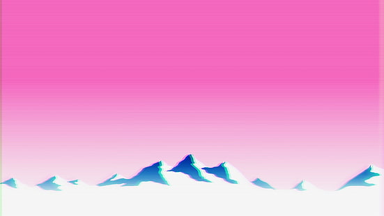 vaporwave, планини, пейзаж, бъг изкуство, HD тапет HD wallpaper