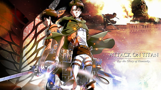 أنيمي ، Attack On Titan ، إرين ييغر ، ليفي أكرمان ، Shingeki No Kyojin، خلفية HD HD wallpaper