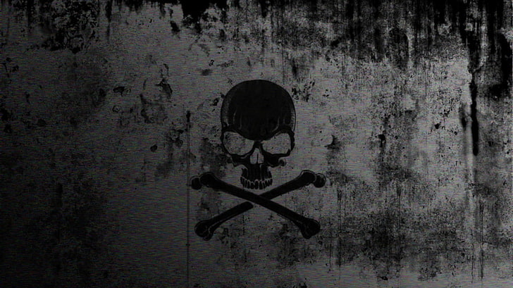 logo tengkorak dan tulang, horor, tengkorak, kematian, Wallpaper HD