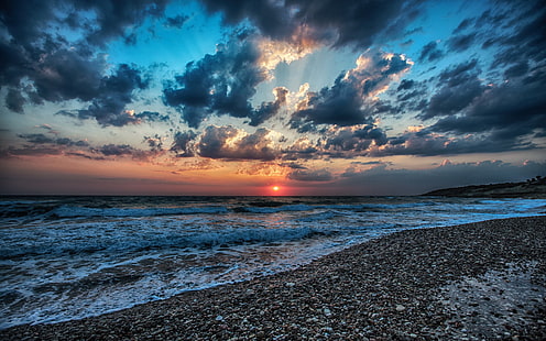Jord, solnedgång, Grekland, Kos Island, Seascape, HD tapet HD wallpaper
