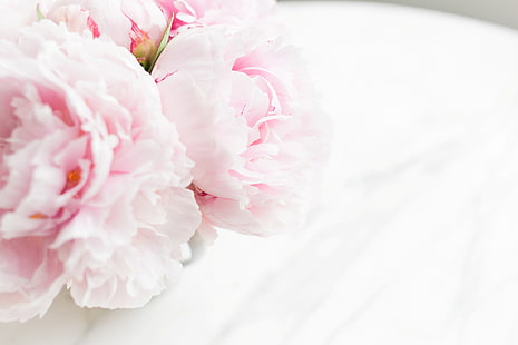 fleurs, bouquet, marbre, rose, pivoines, tendres, Fond d'écran HD HD wallpaper