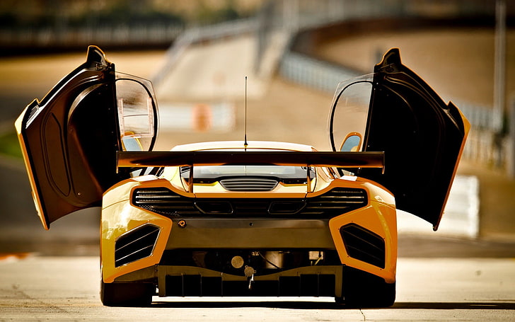 żółty samochód sportowy, McLaren, McLaren MP4-12C GT3, McLaren MP4-12C, Tapety HD