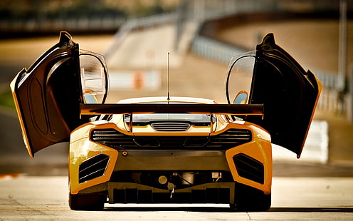 gelber Sportwagen, McLaren, McLaren MP4-12C GT3, McLaren MP4-12C, HD-Hintergrundbild HD wallpaper