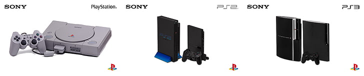 black Sony PS2 and PS3, PlayStation, PlayStation 2, PlayStation 3, Sony, simple background, HD wallpaper