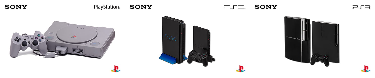 черный Sony PS2 и PS3, PlayStation, PlayStation 2, PlayStation 3, Sony, простой фон, HD обои HD wallpaper