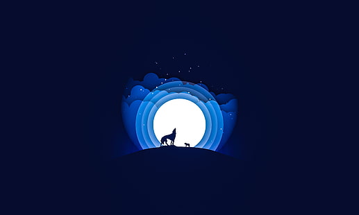 ภาพประกอบหมาป่าหอนหมาป่าดวงจันทร์หอนเวกเตอร์, วอลล์เปเปอร์ HD HD wallpaper