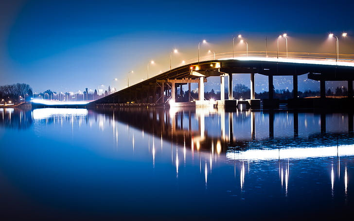 William R Bennett Bridge, jembatan putih dan coklat, jembatan, william, bennett, Wallpaper HD