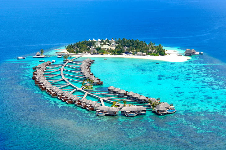 Hotel, Insel, Meer, HD-Hintergrundbild