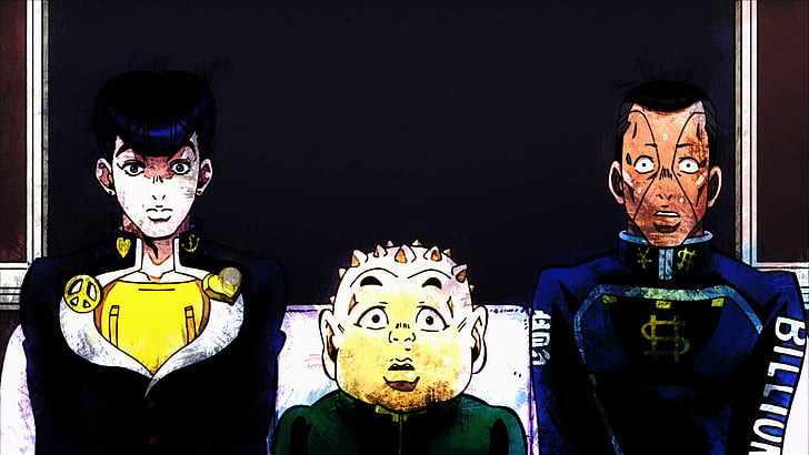 Anime, Petualangan Aneh Jojo, Josuke Higashikata, Okuyasu Nijimura, Shigekiyo Yangu, Wallpaper HD