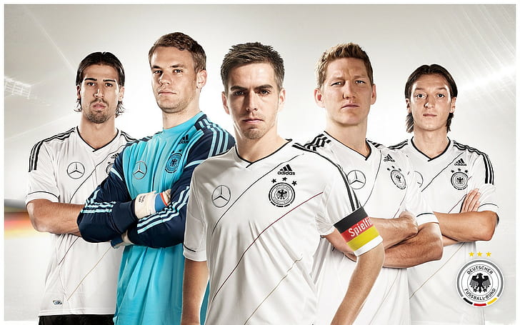 Manuel Neuer, Philipp Lahm, Bastian Schweinsteiger, Mesut Ozil, Sami Khedira, futebol, Alemanha, HD papel de parede