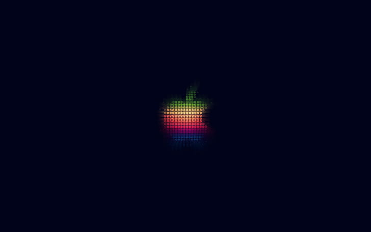 logo, jabłko, tęcza, piksel, sztuka, ilustracja, niebieski, Tapety HD
