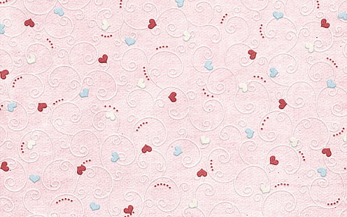 papel de parede coração rosa, vermelho e azul, fundo, coração, padrão, textura, HD papel de parede HD wallpaper