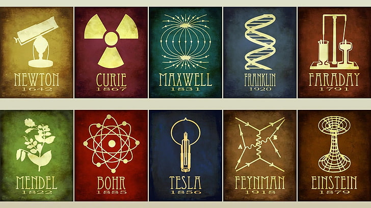Nikola Tesla, chemistry, infographics, science, digital art, Albert Einstein,  HD wallpaper | Wallpaperbetter