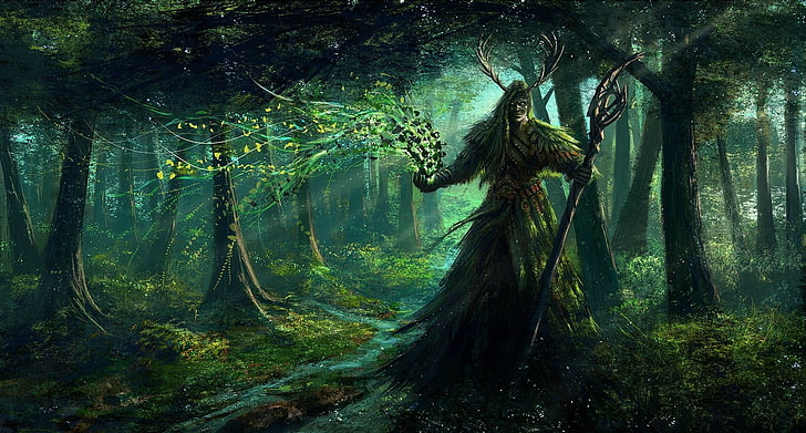 illustrazione del personaggio del gioco, fantasy art, druidi, Sfondo HD