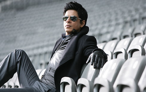Dashing Sharukh Khan, chaqueta negra para hombres, celebridades de Bollywood, celebridades masculinas, hombres guapos, shahrukh khan, don 2, Fondo de pantalla HD HD wallpaper