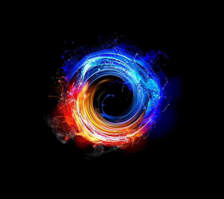 Abstrakt, Feuer, Orange, Schwarz, Eis, Blau, HD-Hintergrundbild