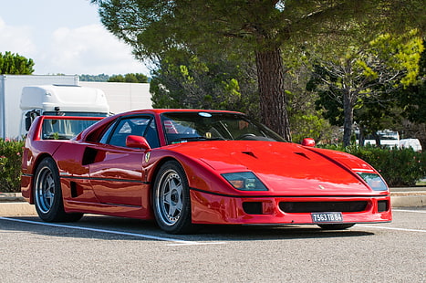 Ferrari, F40, supersamochody, czerwone, samochód, Tapety HD HD wallpaper