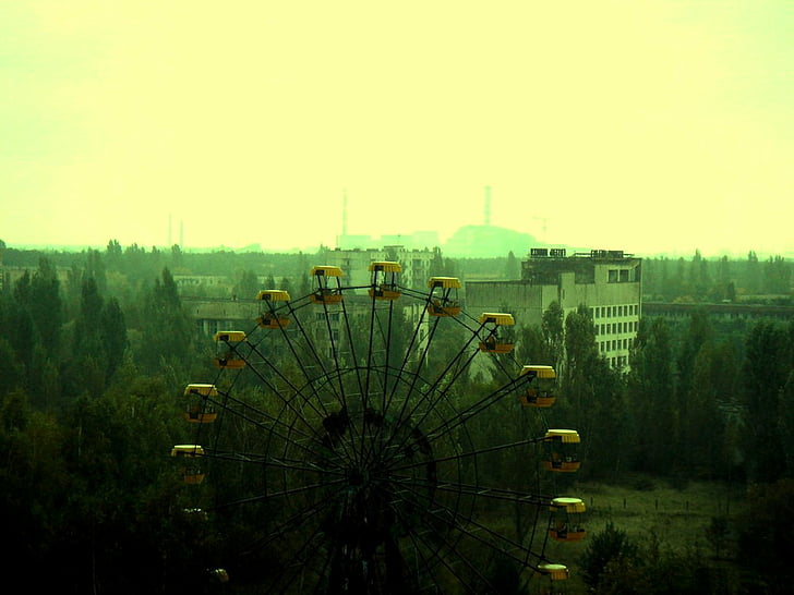 Amusement Parks, Amusement Park, Ferris Wheel, Post Apocalyptic, Ruin, HD wallpaper