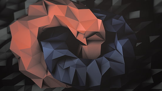 red and blue digital wallpaper, low poly, abstract, digital art, HD wallpaper HD wallpaper