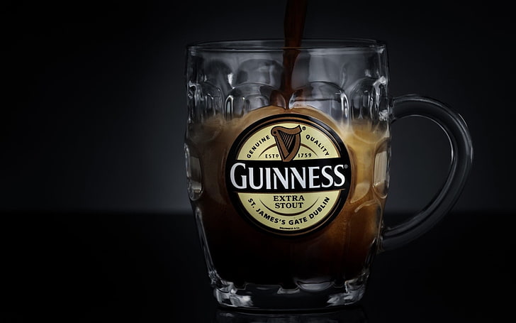 Guinness Beer Brands, clear Guinness glass mug, Other, , logo, glass, brand, HD wallpaper