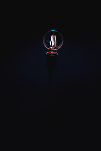 エジソン電球、ランプ、電気、光、黒の背景、 HDデスクトップの壁紙 HD wallpaper