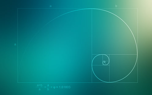 математика, квадрат, узор, синий фон, наука, последовательность Фибоначчи, минимализм, золотое сечение, HD обои HD wallpaper