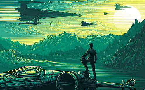 artwork, Dan Mumford, Star Wars, Star Wars: Episode VII - The Force Awakens, X wing, HD wallpaper HD wallpaper