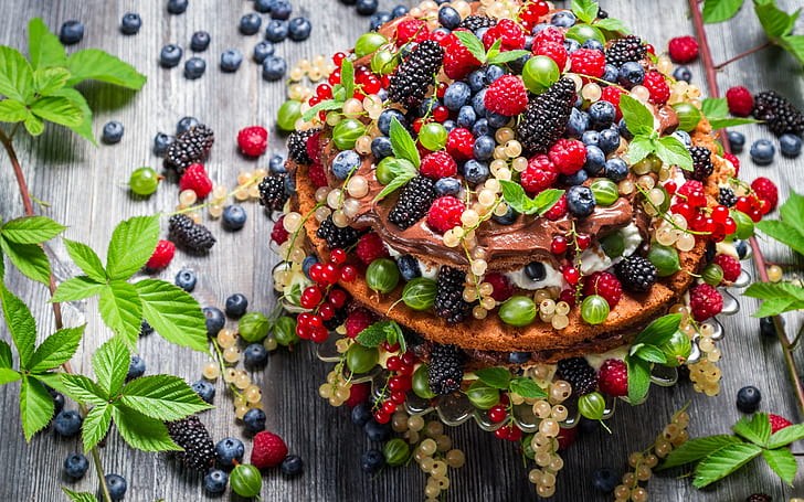 makanan, makan siang, closeup, warna-warni, buah, blackberry, raspberry, permukaan kayu, blueberry, hidangan penutup, Wallpaper HD