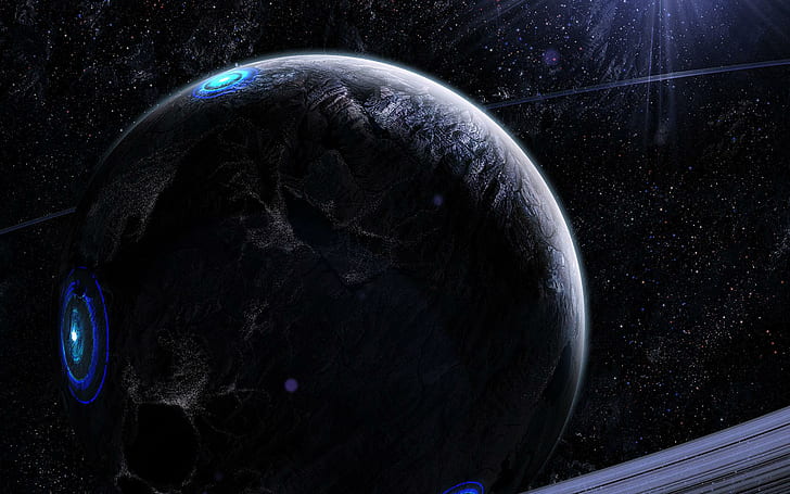 Gray and blue planet, planet illustration, space, 1920x1200, light, star, planet, universe, HD wallpaper