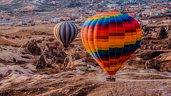 balon udara panas, penerbangan, pemandangan, Wallpaper HD HD wallpaper