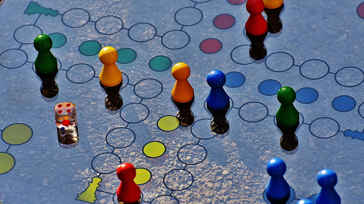 blur, board game, challenge, circles, close up, colorful, colourful, cone, cube, dice, family, fun, game, game characters, illustration, intelligence, leisure, option, pawn, pin, play, strategic, strategy, symbol, teamw, HD wallpaper