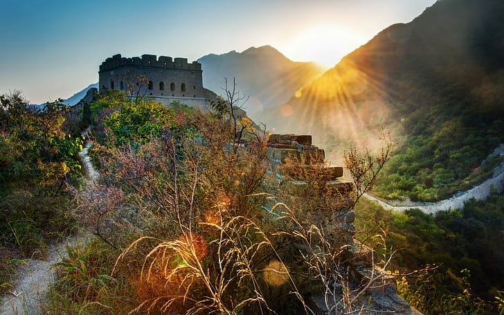 Tembok Besar Pemandangan Cina, tembok besar Cina, lanskap, Wallpaper HD