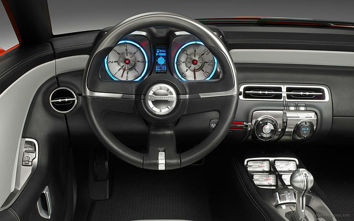 Chevrolet Camaro Convertible Concept Interior, черный автомобильный салон, интерьер, концепт, chevrolet, camaro, кабриолет, автомобили, HD обои